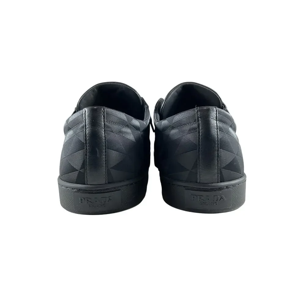 Prada Black Nylon & Leather Low Top Sneakers Size 12.5 - Picture 7 of 9